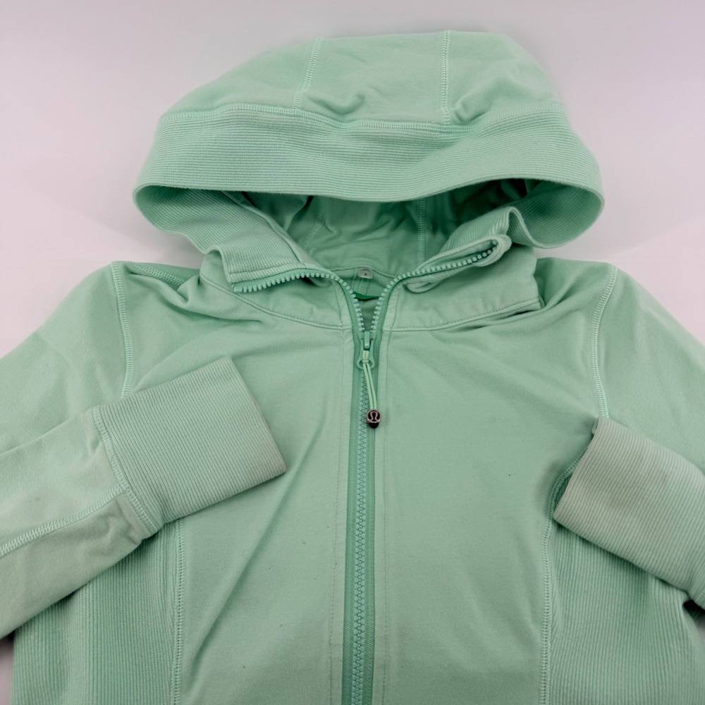 Lululemon Stride Jacket Full Zip Hoodie Ribbed Thumbholes 8 Mint Green